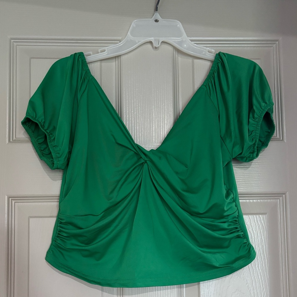 Green Women's Ruched Top